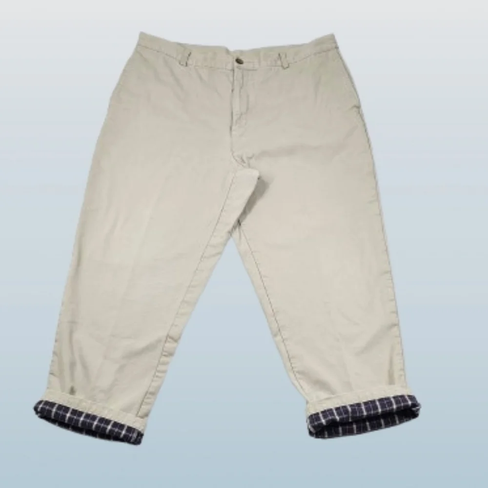 L.L. Bean Light Tan‎ Khaki Pants with Plaid Flannel Lining